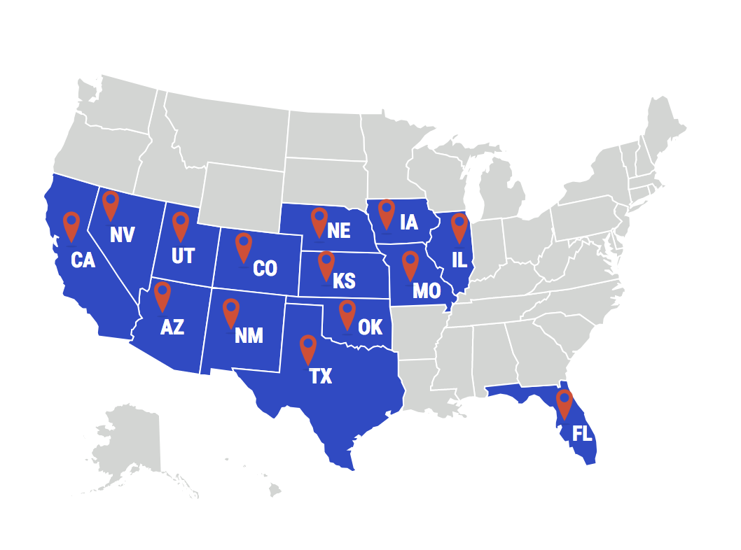 NCRC service coverage map